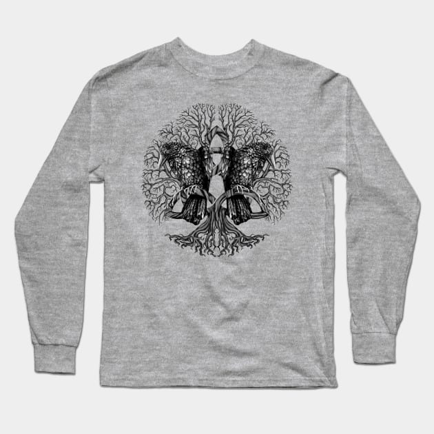 Tree of life -Yggdrasil with ravens Long Sleeve T-Shirt by Nartissima